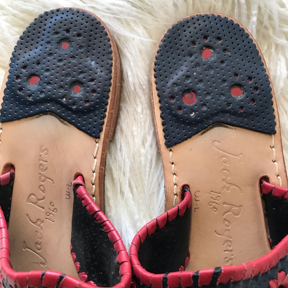 JACK ROGERS “Navajo” red and navy flat sandals 7 - Picture 4 of 7